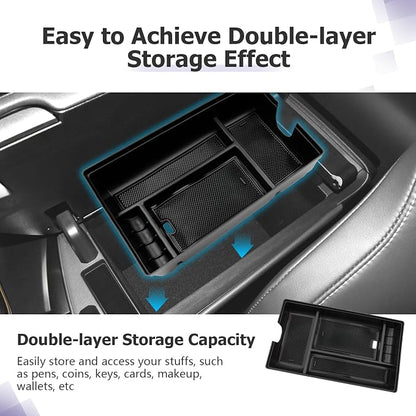 LUWU 2025 2026 Lexus RX350 Center Console Organizer for 2023 2024 2025 2026 Lexus RX350/RX450/RX500 Accessories Armrest Console Storage Box Glove Organizer Tray ABS Material Black