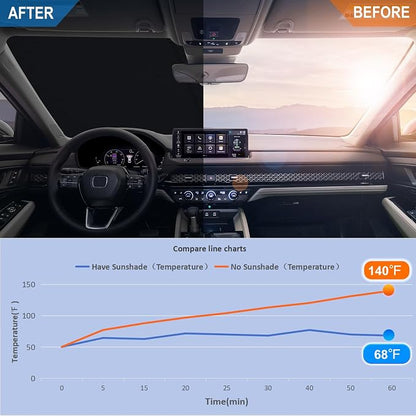 Car Windshield Sun Shade for 2023-2026 Honda Accord| Front Window Sun Visor| 310T Reflective Polyester| UV Heat Insulation Protection| Foldable Sunshade with Storage Pouch