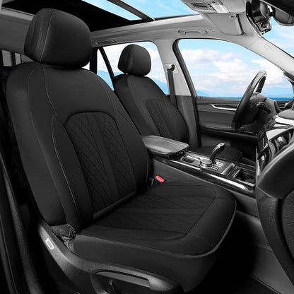 Coverado Universal Leather Seat Covers Full Set for 5 Seats – Waterproof, Durable All-Weather Protector for SUV, Pickup Truck, Sedan, Black