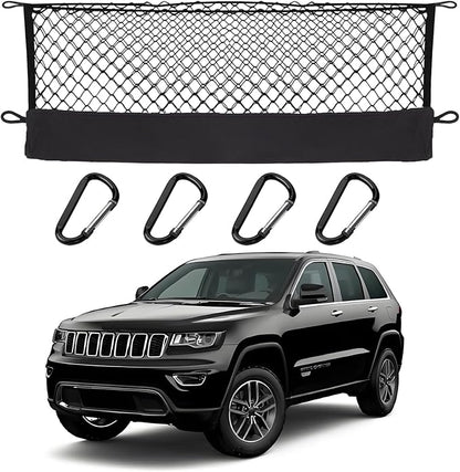 Envelope Style Cargo Net Compatible with Jeep Grand Cherokee 2011-2022 (WK2 Only) SUV 2022 2021 2020 2019 2018 2017 2016 2015 2014 2013 2012 2011 Trunk Car Rear Tailgate Touring Netting