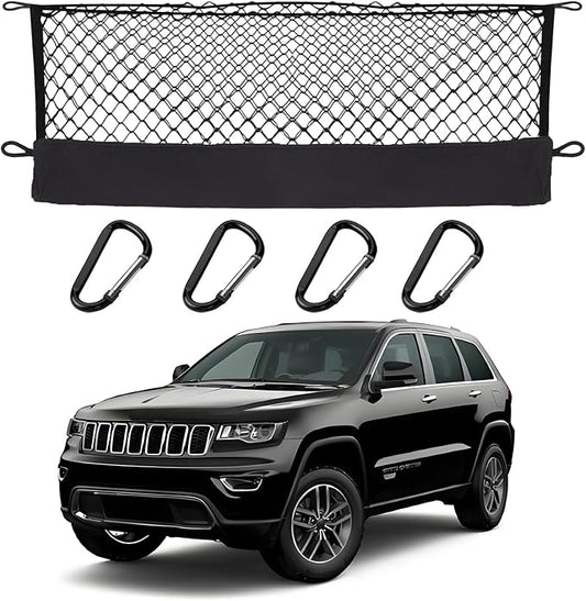 Envelope Style Cargo Net Compatible with Jeep Grand Cherokee 2011-2022 (WK2 Only) SUV 2022 2021 2020 2019 2018 2017 2016 2015 2014 2013 2012 2011 Trunk Car Rear Tailgate Touring Netting