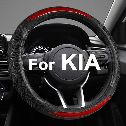 GIANT PANDA Steering Wheel Cover for Kia Soul,Sportage,Forte,Optima,Telluride(3D Honeycomb-Red-Standard Size)