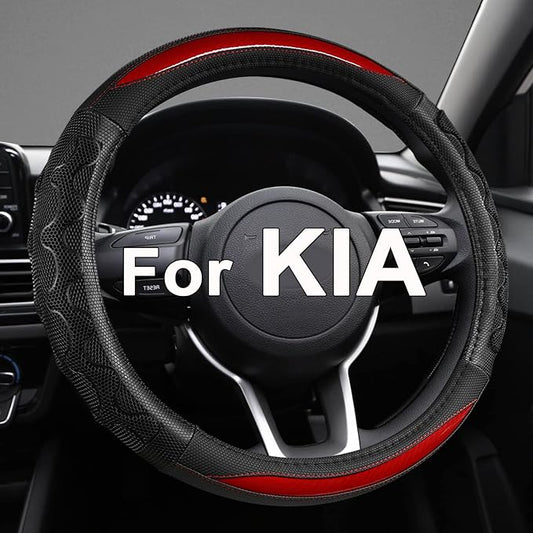 GIANT PANDA Steering Wheel Cover for Kia Soul,Sportage,Forte,Optima,Telluride(3D Honeycomb-Red-Standard Size)
