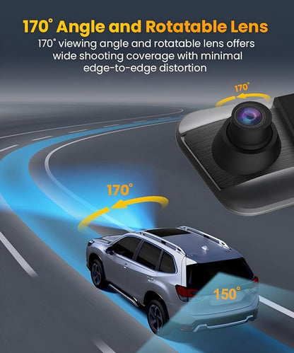 Mirror Dual Dash Camera for Car, Dashcam 4K Front 2.5K IMX335 Rear View/ADAS BSD LCA Wi-Fi&APP WDR Night Vision G-Sensor Loop Recording Parking Monitor 64GB Card