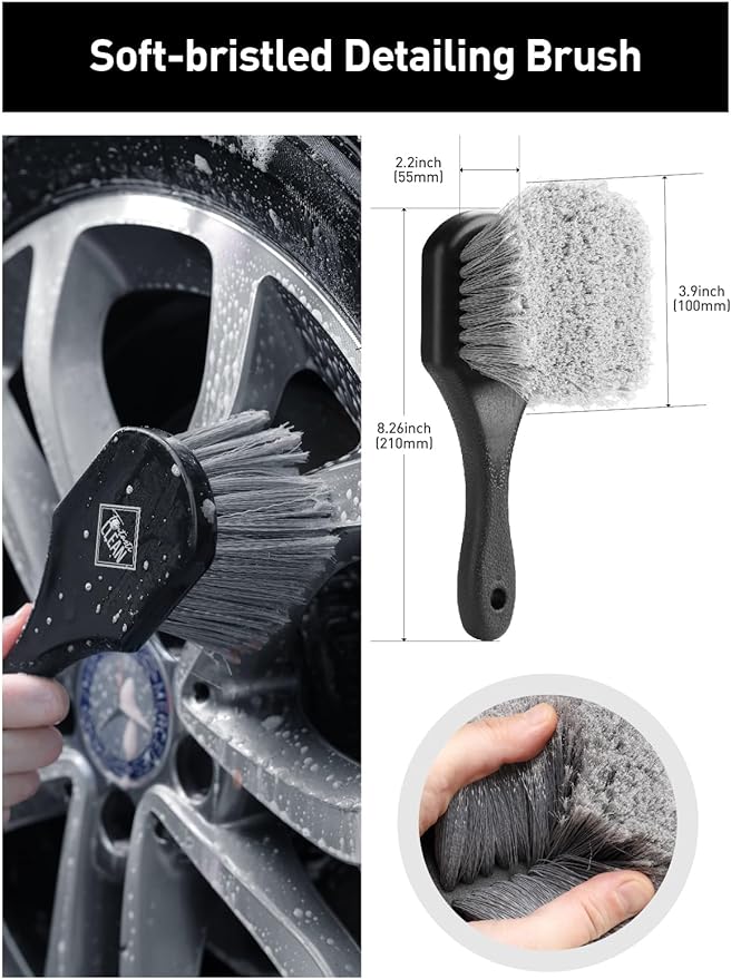 Fantasticlean 6PCS Car Wheel Brush Kit, Tire Brush for Cleaning Tires, Soft Rim Brush, Bendable Wheel Cleaner Brush, Double-Ended Detailing Brush, Applicator Pads, Wheel Brushes for Cleaning Wheels