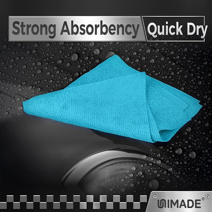 UNIMADE Microfiber Cleaning Cloth, 24 Pack Reusable Microfiber Towels for Cars Lint Free Cleaning Shop Towel Rags for Home Kitchen Automotive Bar Mechanic Restaurant Garage, 11"x 12", Multicolor