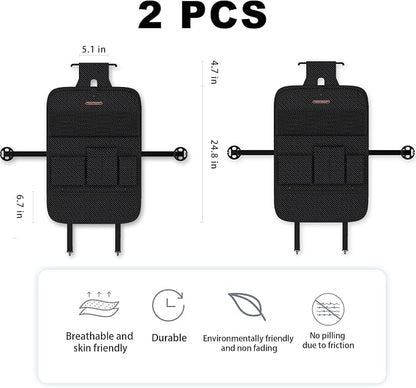 XDV Car Seat Organizers,Multi-functional Back Seat Protectors, Storage Pouches, and Tray Holders (for Cars, Kids, Seat Back and Rear Seats) (Carbon Fiber, 2 Pcs)