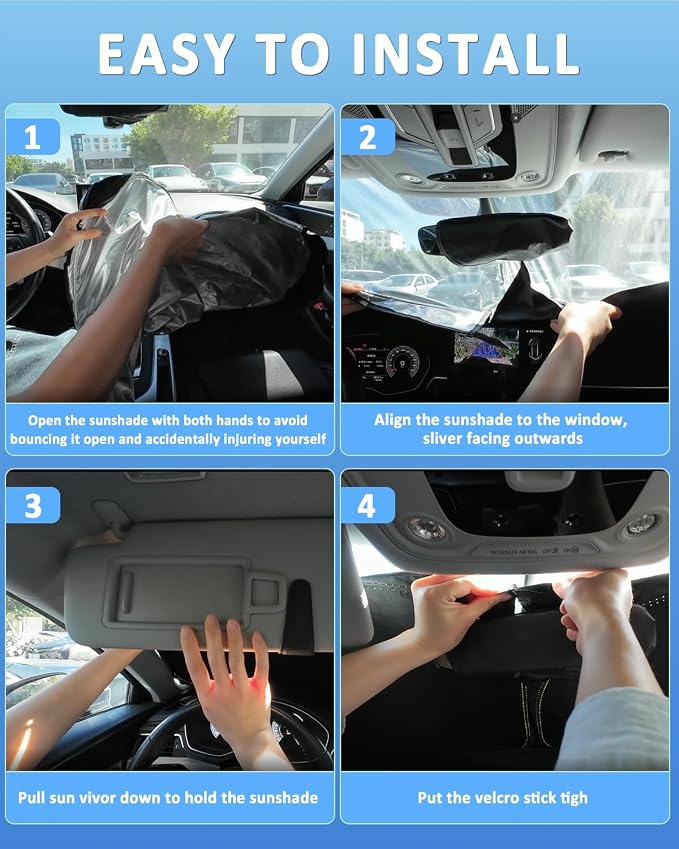 Sun Shade Sunshade for Kia Soul 2020-2024 2025 2026 Windshield Cover, 4-Layer Front Window Shade Custom fit SoulSun Visor 240T Retractable Shield Shade Blocks UV Rays Cooler Car Accessories