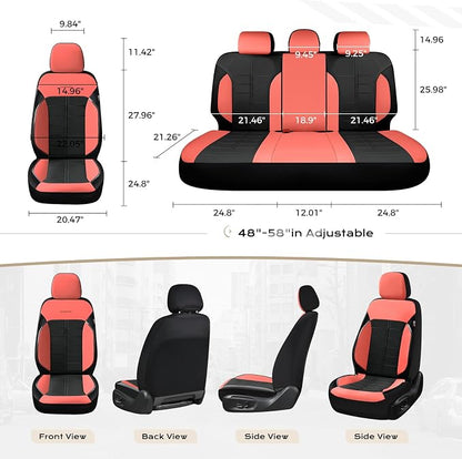 Coverado Leather Seat Covers Front and Rear Seat Cover 5 Seats Automotive Waterproof Car Seat Covers Universal Fit for Most Cars SUV Trucks, Red&Black