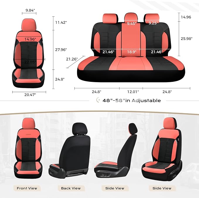 Coverado Seat Covers, Car Seat Covers Front Seats Faux Leather Automotive Seat Covers Luxury Waterproof Car Seat Cover Protectors Universal Fit for Most Cars SUV Trucks, Red&Black