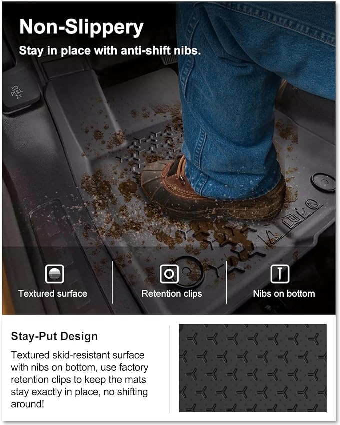 Kiwi Master Floor Mats for 2021-2026 Ford Bronco Sport | OEM Replacement MP1Z-7813300-AA, Custom Fit, All Weather Car Mats, Heavy Duty TPE Floor Liners, Front & Rear 2 Row, Black