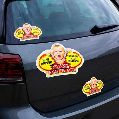 3 Pcs Reflective Student Driver Magnet and Stickers Set - Funny Animal New Driver Safety Signs for Car, Waterproof & Weatherproof High Visibility Vehicle Bumper Decals, Magnet + Stickers (Human)