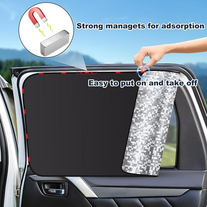 ZATOOTO Rear Side Window Sun Shade - 2 Pack Car Window Covers 99% UV Light Block Car Curtains Magnetic Side Window Sun Shade Keeps Cooler for Breastfeeding, Taking a nap, Changing Clothes, Camping