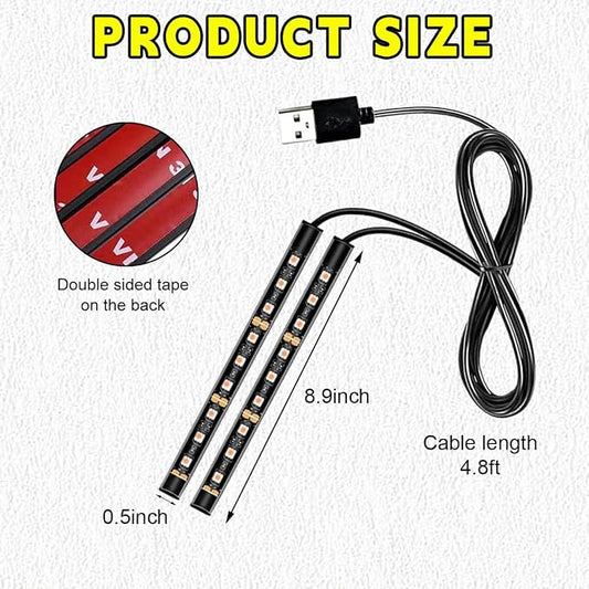 Car LED Strip Light, 24 LEDs RGB Neon Interior Atmosphere Lights, 12V Under Dash Ambient Night Light, USB Port Auto Interior Decorative Lamp, Universal Car Accessories (Orange-Yellow)