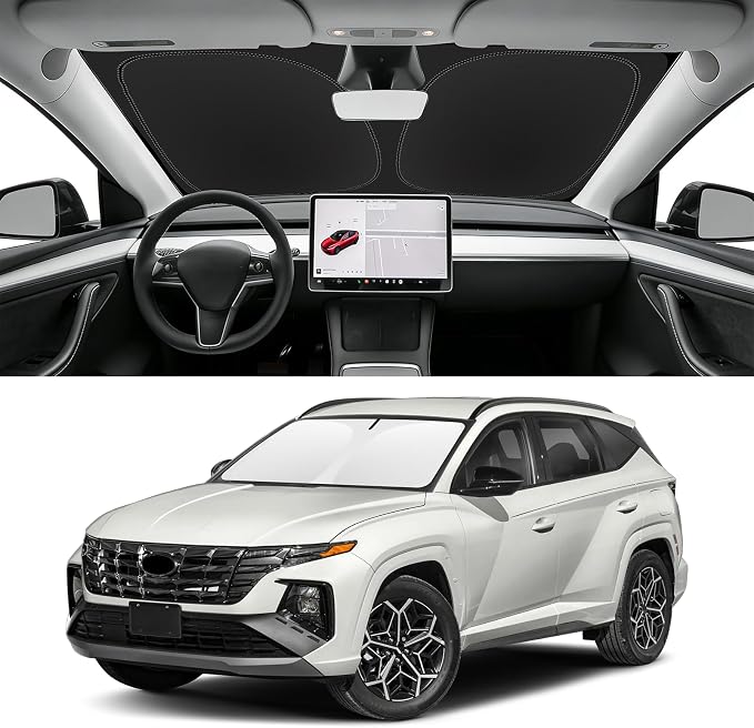 Custom Fit Windshield Sun Shade for Hyundai Tucson 2022-2026 Front Window Shades, Blocks UV & Heat, Front Window Sunshade Accessories, Easy Fold & Store Keep Your Car Cooler