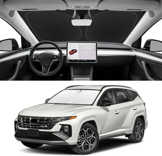 Custom Fit Windshield Sun Shade for Hyundai Tucson 2022-2026 Front Window Shades, Blocks UV & Heat, Front Window Sunshade Accessories, Easy Fold & Store Keep Your Car Cooler