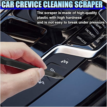 3PCS Plastic Scraper Tool - Multi-Purpose Non-Scratch Scrapers Cleaning Tool for Tight Spaces - Pen-Shaped Label Sticker Remover Scraper for Car Detailing Kitchen Crevices Gaps (Black)