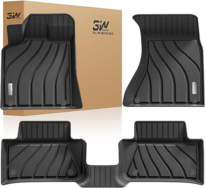 3W Floor Mats Compatible for Porsche Macan 2014-2025 2026 TPE All Weather Custom Fit Floor Liner 1st and 2nd Row Car Mats Black