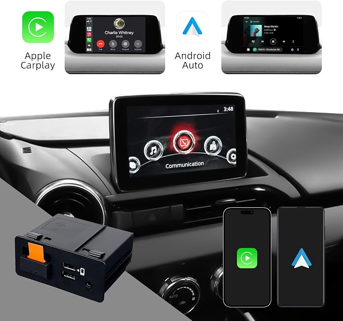 LEXXSON Android Auto & Carplay Adapter for Mazda 2/3/6/CX3/CX5/CX8/CX9/MX5 2014-2021 Year, Mazda Carplay Kit for MZD Connect System 00008FZ34, Retrofit Kit with TK78-66-9U0C