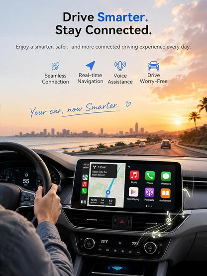 Mini Wireless CarPlay & Android Auto Adapter, Low-Profile USB-A 2-in-1 Wireless Adapter for Factory Wired CarPlay/Android Auto Cars, Plug-in Once Auto Reconnect, 5GHz WiFi, USB-C Adapter Included