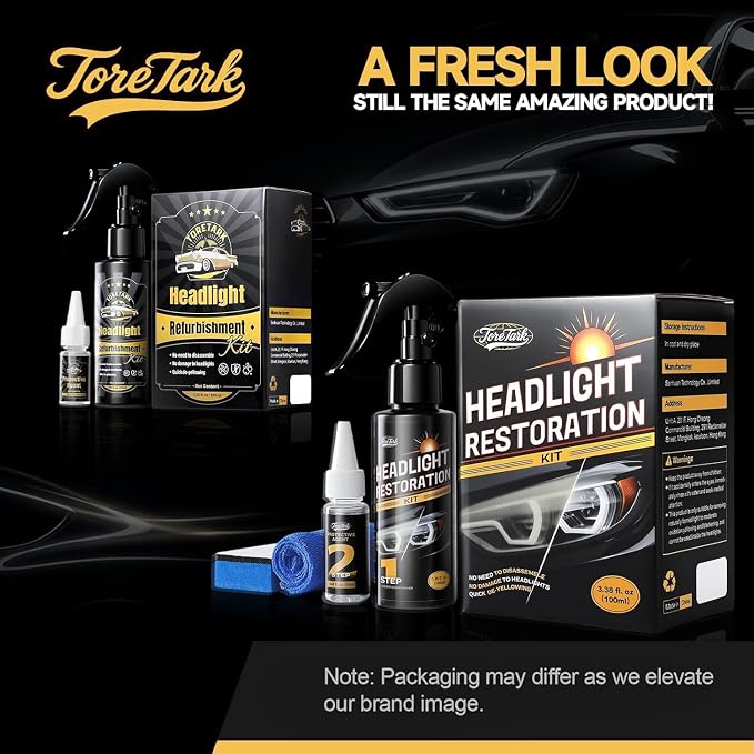 Car Headlight Restoration Kit, No Power Tools Required, Restoring to Like-New Condition, Covers 2-3 Vehicle Headlight Treatments, Headlight Cleaner and Restorer Kit, Headlight Restoration Spray