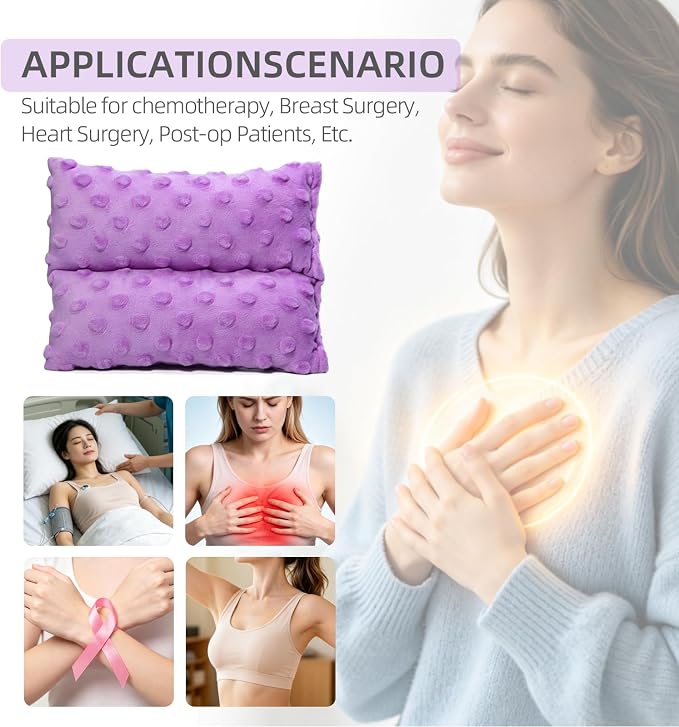 KANICER Chemo Port Pillows for Mastectomy, Pacemaker Pillow Heart Surgery Recovery Gifts，Heart Surgery Pads Bypass Breast Cancer Protectors (Purple)