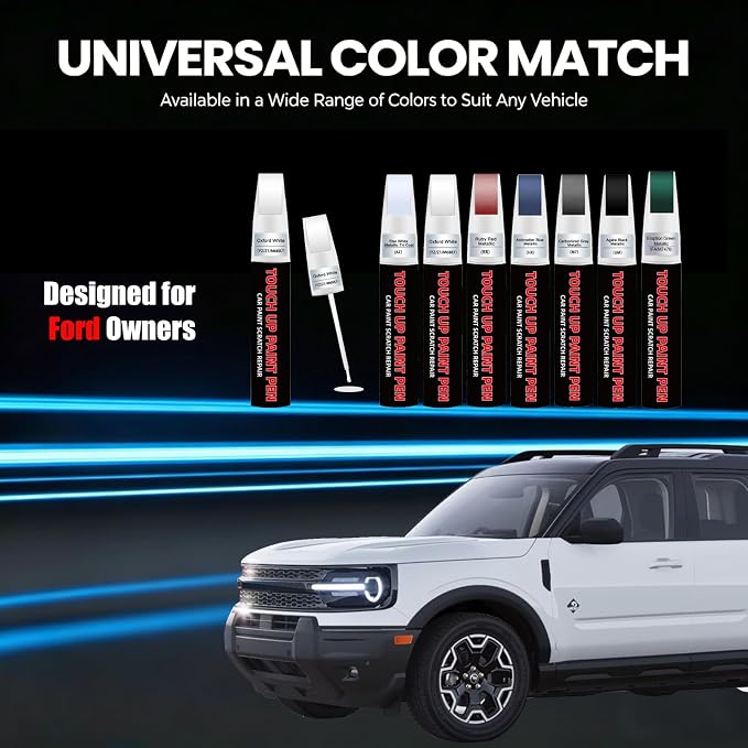 Oxford White(YZ/Z1/M6887) Car Touch Up Paint for Ford 2-in-1 Car Scratch Repair Pen with Fine Tip&Brush, DIY Color-Code Matched Auto Paint for Small Rock Chips Door Scratches Paint Nicks Bumper Marks