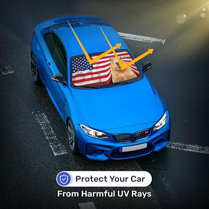 GENANY Capybara Flag Windshield Sun Shade for Car SUV Truck (64x32 Inches), Automobile Sunshade, Protector Blocks UV, Car Decor
