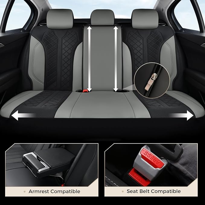 Coverado Car Seat Covers 5 Seats, Seat Covers Full Set, Mesh Breathable Seat Protectors, 5-Piece Spill-Proof White Automotive Seat Covers, Universal Fit for SUV, Sedan, Truck