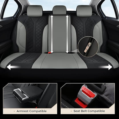 Coverado Car Seat Covers 5 Seats, Seat Covers Full Set, Mesh Breathable Seat Protectors, 5-Piece Spill-Proof White Automotive Seat Covers, Universal Fit for SUV, Sedan, Truck