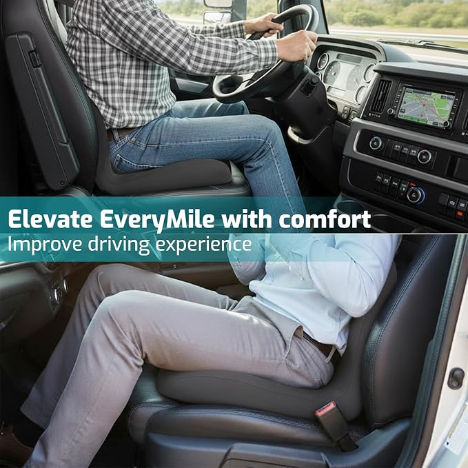 Memory Foam Seat Cushion,Office Chair Cushion with Lumbar Support for Back Pressure Relief, Car Seat Cushion with Adjustable Strap,Sciatica Pad Cushions for Car,Truck, Desk