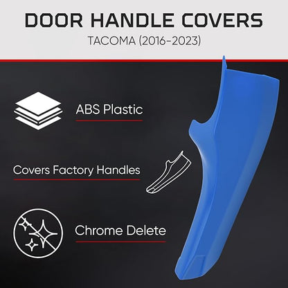 AJT DESIGN Car Door Handle Cover Compatible with Toyota Tacoma (2016-2023) | ABS Plastic Interior Trim, Chrome Delete Tacoma Door Handle Cover | Made in USA, Pack of 4 (Front & Back) - Voodoo Blue