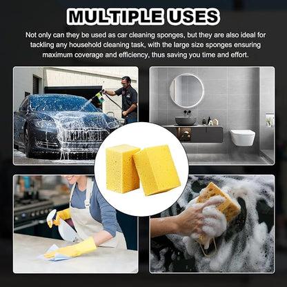 5PCS Car Wash Sponges, 8.5"×4.4"×3.5" Large Extra Soft Coral Non Scratch Sponge, Car Cleaning Cellulose Sponge Thick Foam Pad for Washing Window Sensitive Surfaces (Yellow)