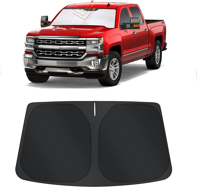 TINGLU Sun Shade for Chevrolet/Chevy Silverado Crewcab Regularcab Extendedcab 2014-2019 Accessories Windshield Sun Shade Window Shade UV Rays Protection Sun Visor Cover