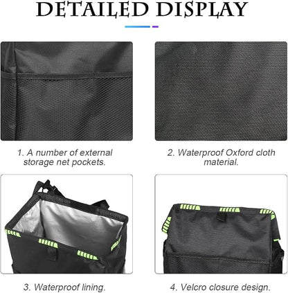 Fekey&JF Hanging Car Trash Can with Storage Pockets, Waterproof Leakproof Oxford Auto Garbage Bag, Multi-Use Organizer for Outdoor Traveling, Foldable Trash Bin for Truck, SUV, Car (Green)