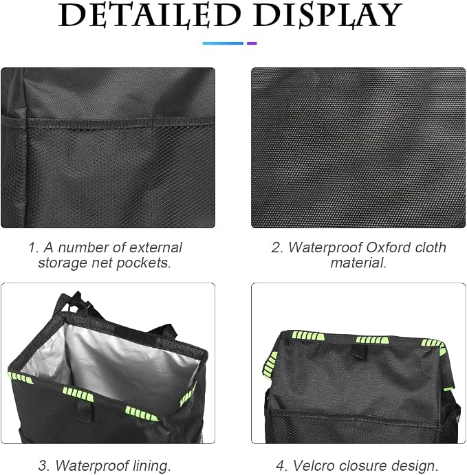 Fekey&JF Hanging Car Trash Can with Storage Pockets, Waterproof Leakproof Oxford Auto Garbage Bag, Multi-Use Organizer for Outdoor Traveling, Foldable Trash Bin for Truck, SUV, Home, Office (Red)