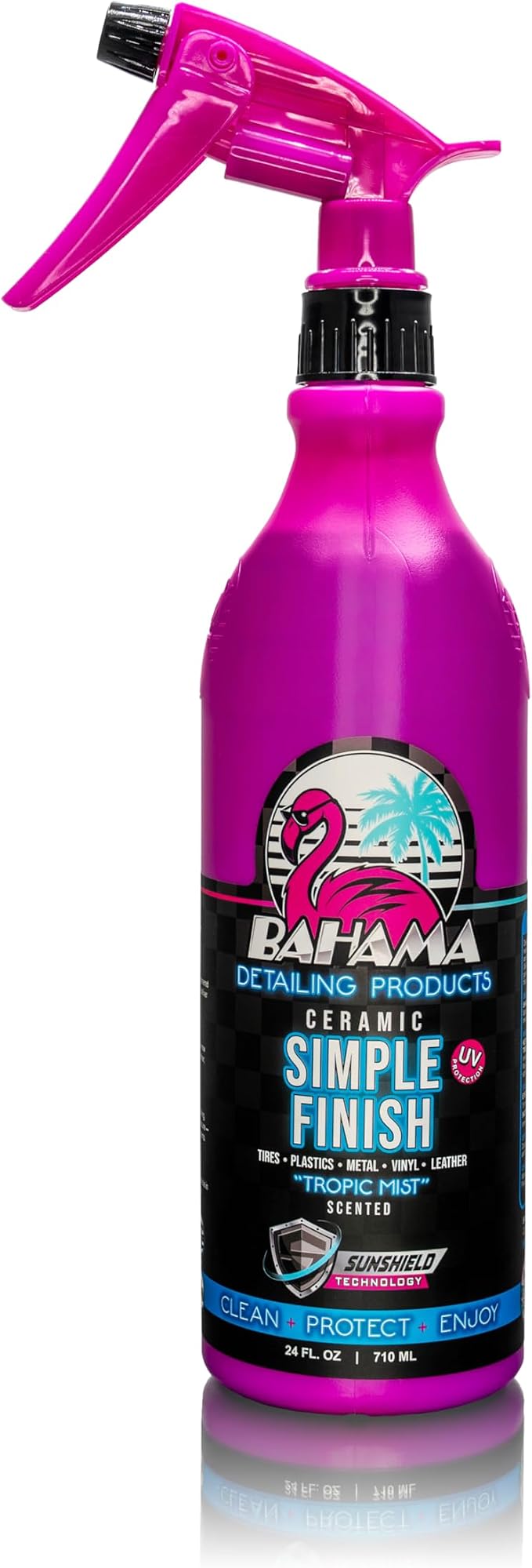 Bahama Ceramic Simple Finish – Tire & Trim Dressing with SiO2 + Graphene Protection, No Sling Formula, UV & Water Resistant Shine for Tires, Plastic, Vinyl & Exterior Trim – Tropic Mist Scent – 24 oz