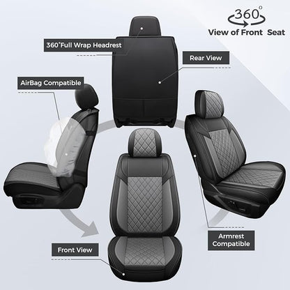 FREESOO Seat Covers for Dodge Ram 2019-2026 Ram 1500 Crew Quad Regular Cab 2011-2026 2500 3500 Mega Cab Bighorn Longhorn Laramie Tradesman, with Flat Bench, Black Grey