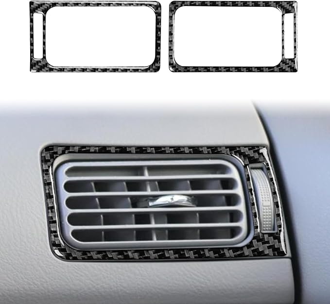 Black Real Carbon Fiber Accessories Car Both Sides Air Vent Outlet Trim Frame Cover Interior Trim Sticker Decal for Toyota Corolla CE LE S 2003 2004 2005 2006 2007 2008/XRS 2005-2006 Sedan 2PCS