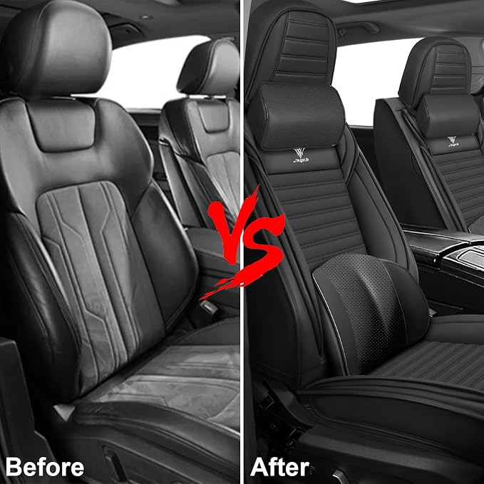 Seat Covers Fit for Nissan Rogue 2015-2026, Breathable and Comfortable Leather Car Seat Cover, Deluxe Waterproof Cushion Cover Auto Interior Accessories (Black)