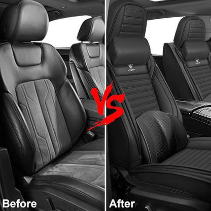 Seat Covers Fit for Nissan Rogue 2015-2026, Breathable and Comfortable Leather Car Seat Cover, Deluxe Waterproof Cushion Cover Auto Interior Accessories (Black)