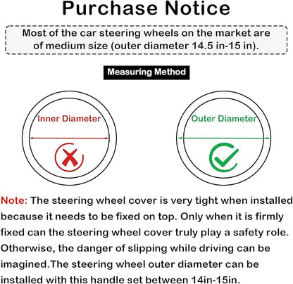White Embroidery Butterfly Car Steering Wheel Cover,14.5-15 Inch Universal Leather Covers Breathable Anti-Slip Odorless Steering Wheels Accessories for Men Women