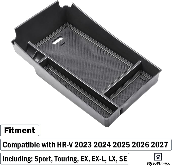 RUNROAD Center Console Organizer Tray Compatible with Honda HR-V 2023 2024 2025 2026 2027 HRV Accessories, ABS Console Organizer Armrest Storage Box Coin Holder, Black