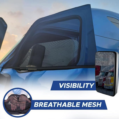 EcoNour Truck 2-Pack Side Window Shade | Stretchable & Breathable Mesh Privacy Blackout Sunshade for Semi Truck - Kenworth T680 / Peterbilt 589, Peterbilt 579 (XXXL 30" x 48")