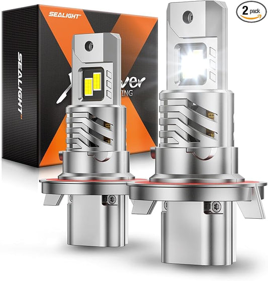 SEALIGHT H13 Bulbs, 40000LM 8X Brightness H13 Light Bulbs, 6500K Cool White Bulbs with 15000RPM Fan, Plug and Play, IP68 Waterproof, Pack of 2