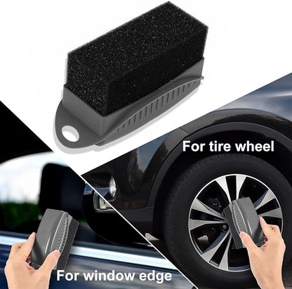 Yourkar 2 PCS Tire Shine Applicator, Flat Dressing Waxing Sponge Pads With Lid Cover, Reusable Polishing Cleaning Foam Applicators With Rectangular Box, Car Accessories (Gray)
