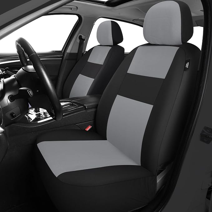 VarCozy Seat Covers for Car Front Pair, Breathable Cloth Front Car Seat Covers, Universal Cloth Seat Covers for SUV Sedan Van, Automotive Interior Covers, Airbag Compatible