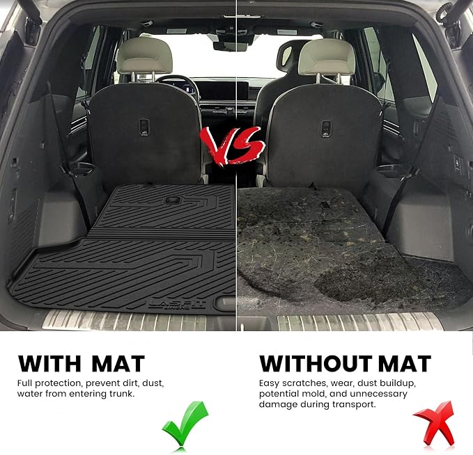 LASFIT Backrest & Cargo Mats for Kia EV9 2024-2026, All Weather TPE Easy Clean Durable No-Curling Custom Fit for Kia EV9 2026 2025 2024 Trunk Liners & Seatback, Black
