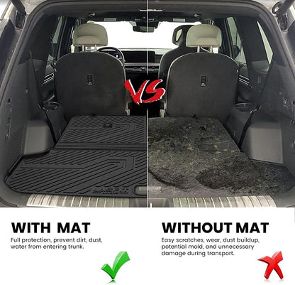 LASFIT Backrest & Cargo Mats for Kia EV9 2024-2026, All Weather TPE Easy Clean Durable No-Curling Custom Fit for Kia EV9 2026 2025 2024 Trunk Liners & Seatback, Black