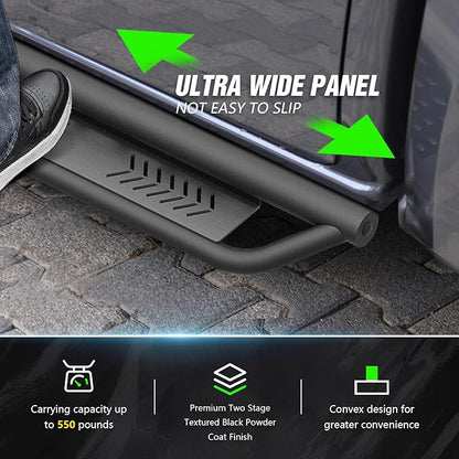 Running Boards Compatible with 2021-2026 Ford Bronco 4 Doors (Not for Sport Model), Heavy-Duty Steel Nerf Bars Two Stairs Design Side Steps Bolt-on Step Plates Rock Sliders Rail